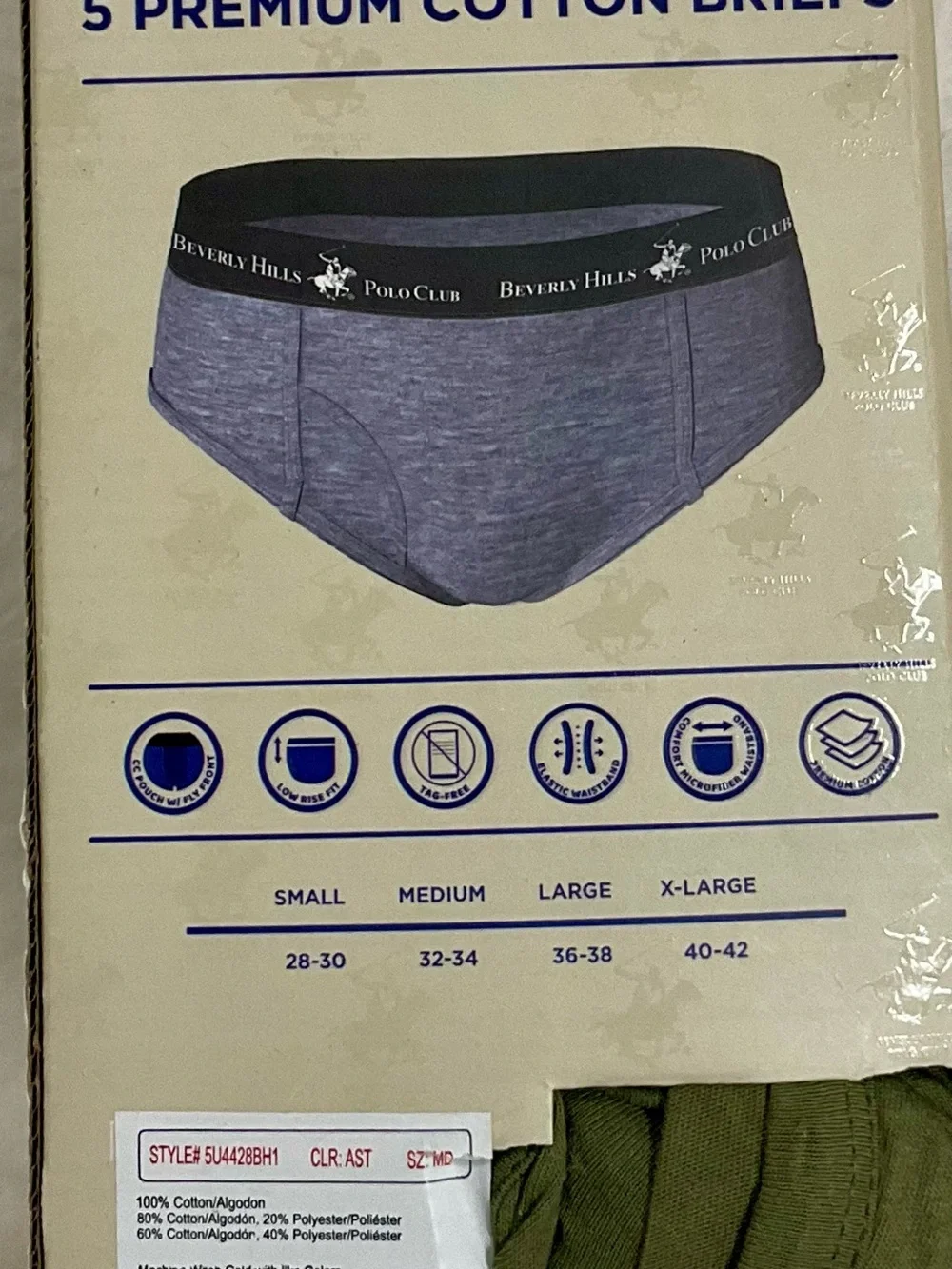 Beverly Hills Polo Club Men's Navy Briefs - 5 Pack